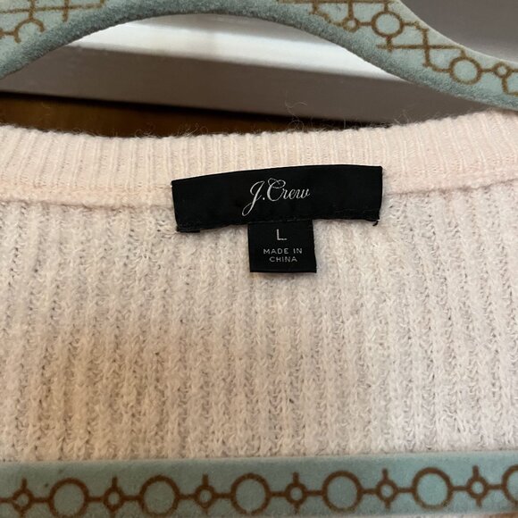 J. Crew Pink Merino Wool Alpaca Cardigan Womens Jeweled Button Down Size Large - Picture 4 of 5